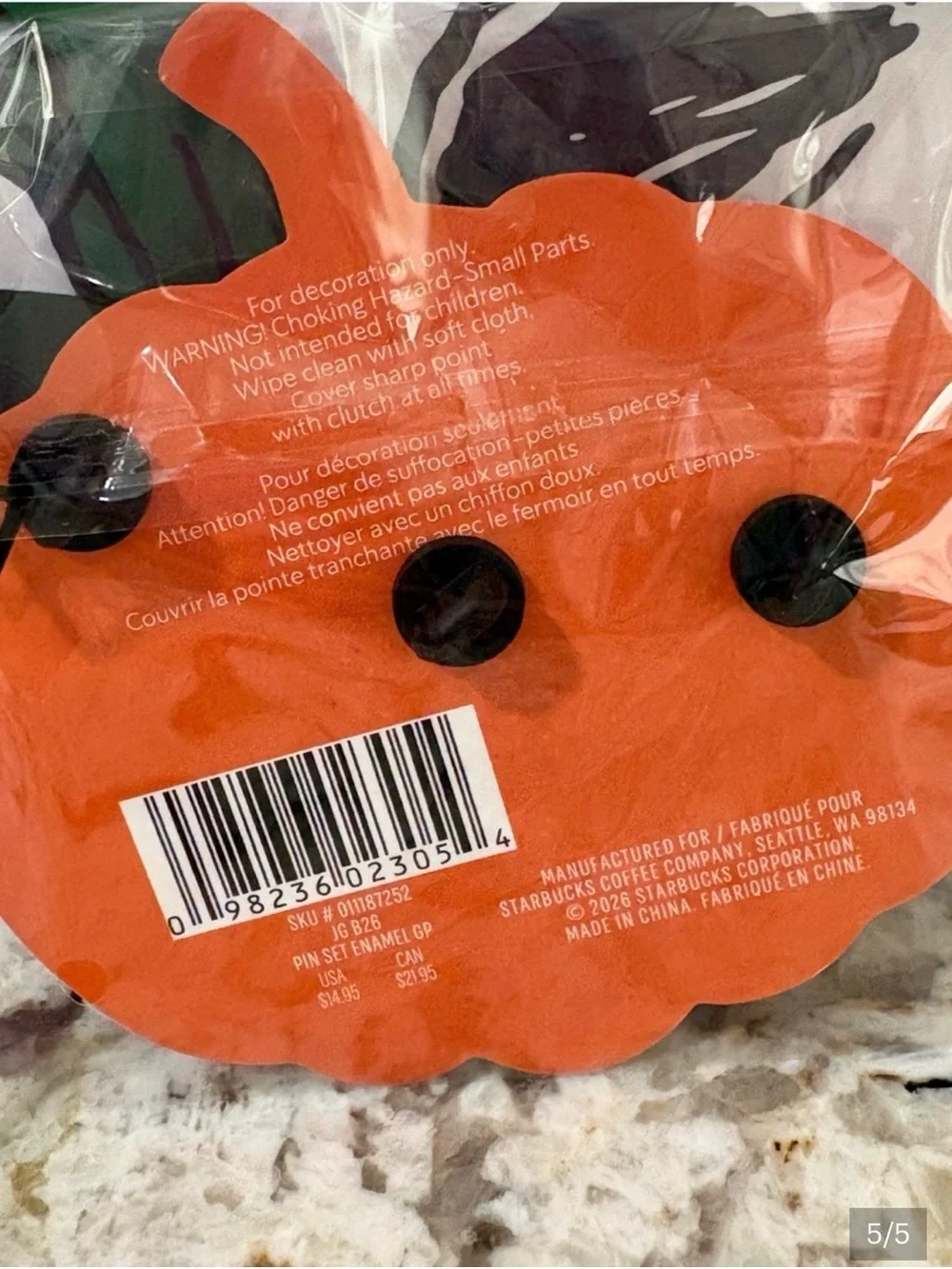 Starbucks Orange Peanuts Pumpkin Trick-or-Treat Sign